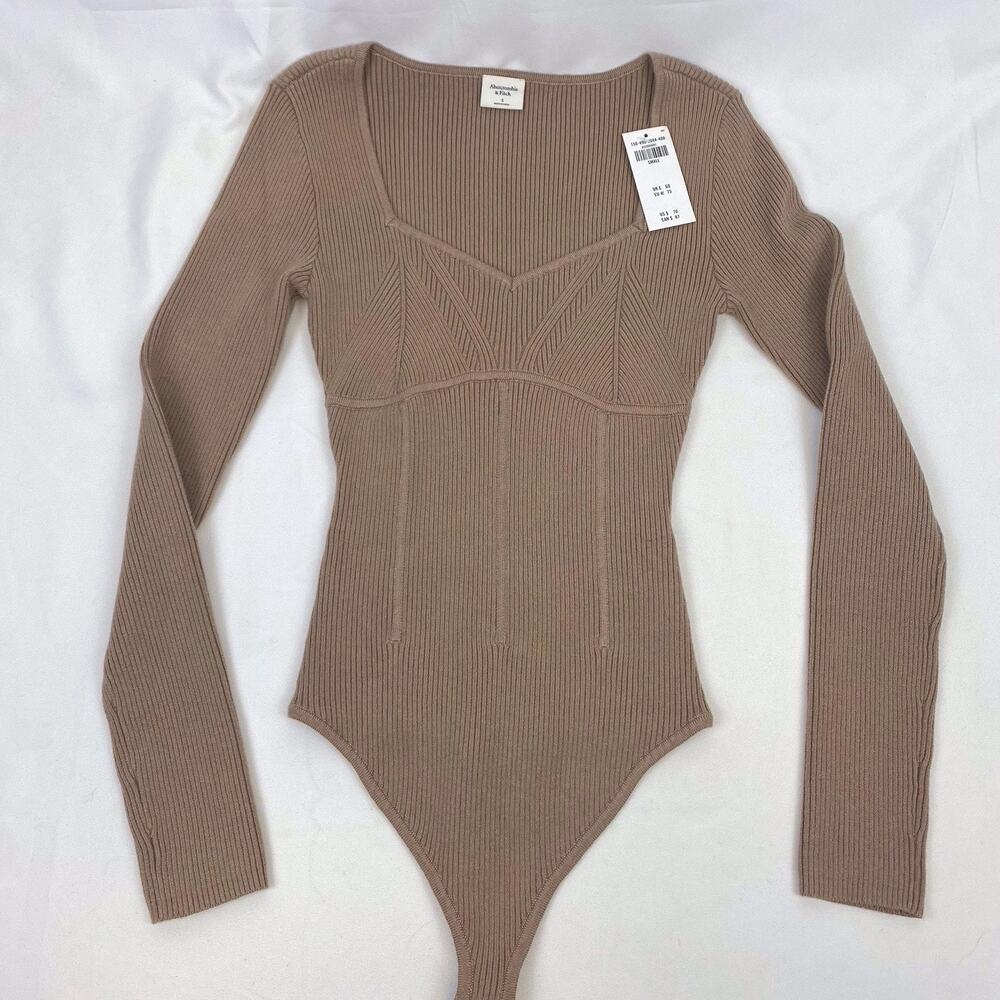 Abercrombie & Fitch NWT Ribbed Knit Bodysuit Brown Size Small